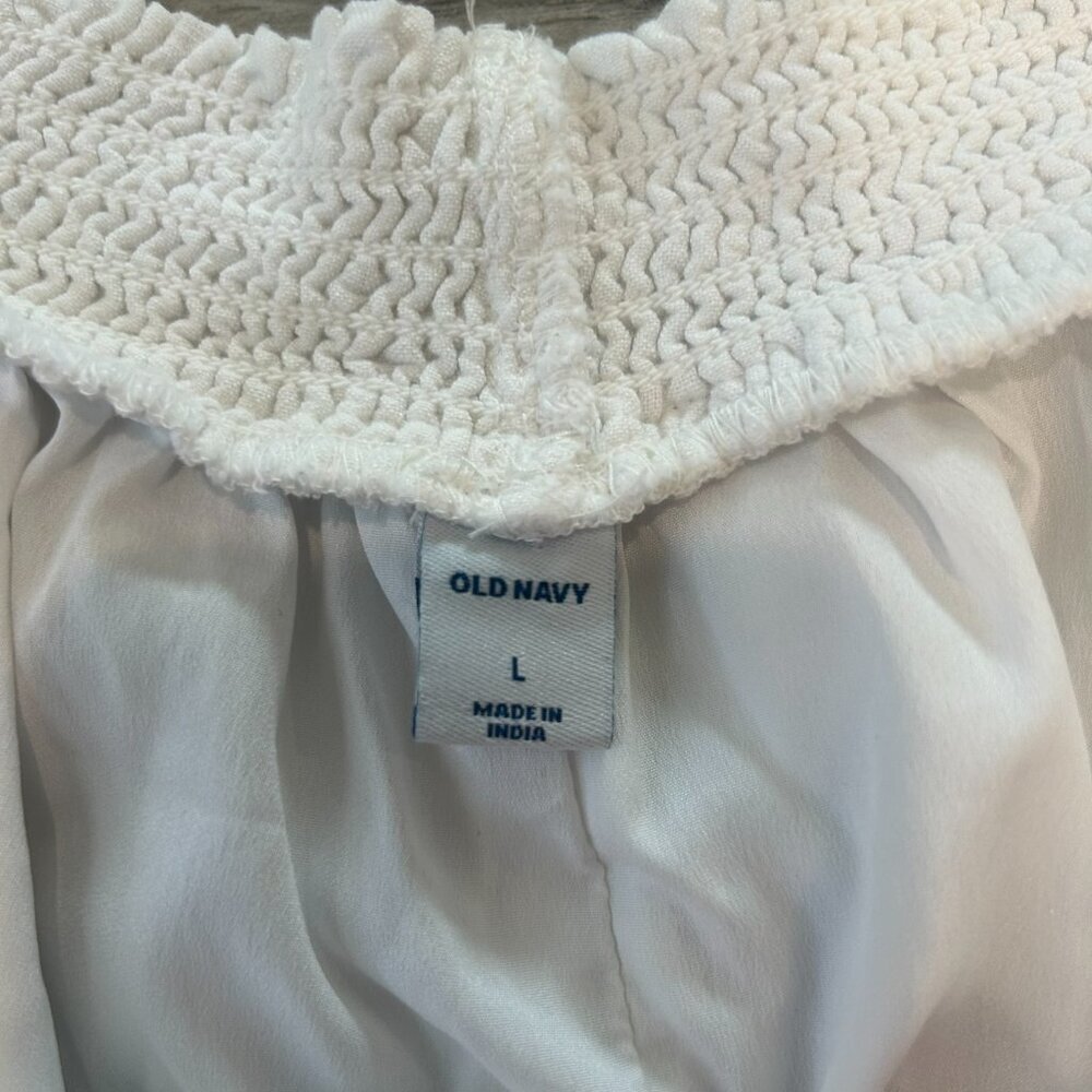 Old Navy White Pineapple Embroidered Off Shoulder Dress Size Large Lined Q16 - Picture 3 of 8